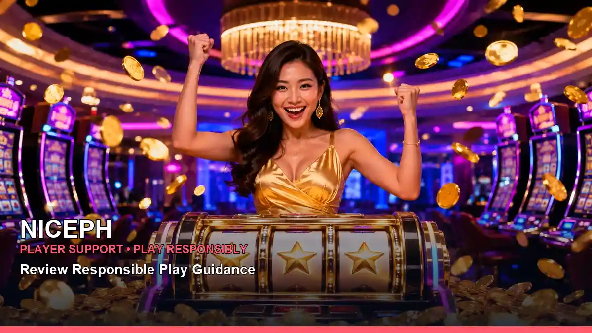 NICEPH jackpot-themed slot artwork in a bright celebratory layout for Philippine adults